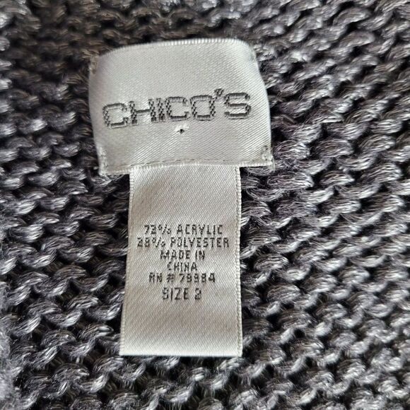 Chico's Womens 2 Cardigan Longline Knit Metallic Sleeveless Medieval Duster - Picture 3 of 12